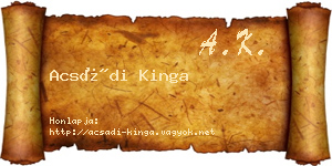 Acsádi Kinga névjegykártya
